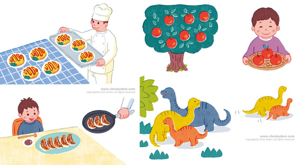 イラスト 子供 動物 恐竜 絵本 教材 料理 食べ物 レストラン