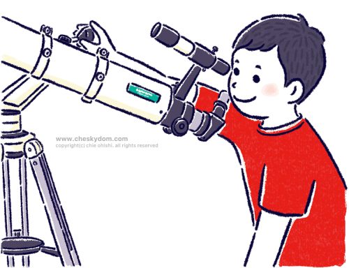 イラスト 線画 シンプル 子供 望遠鏡 使い方 説明