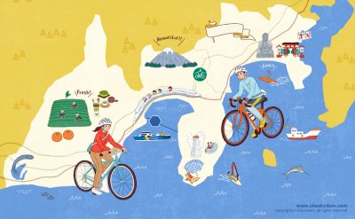 イラスト マップ 静岡 神奈川 名所 名物 観光 自転車 サイクリング ポタリング 地図