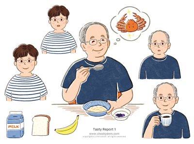 イラスト 高齢者 食事 介護食 家族