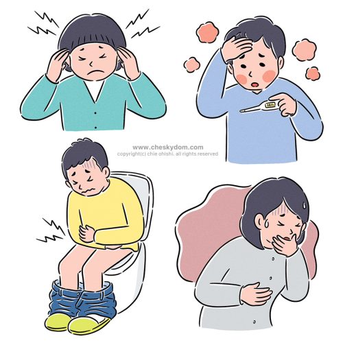 イラスト 食中毒 症状 人物