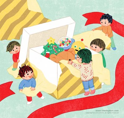 イラスト 子ども クリスマス プレゼント おもちゃ