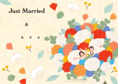 イラスト 結婚 ウェディング ブーケ 花束 カップル