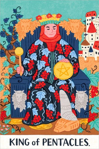 イラスト タロットカード KING PENTACLES ペンタクル 王様 人物