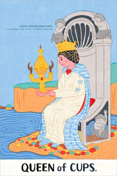イラスト タロットカード 人物 女性 女王 海