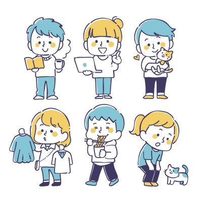 男女6人のイラスト