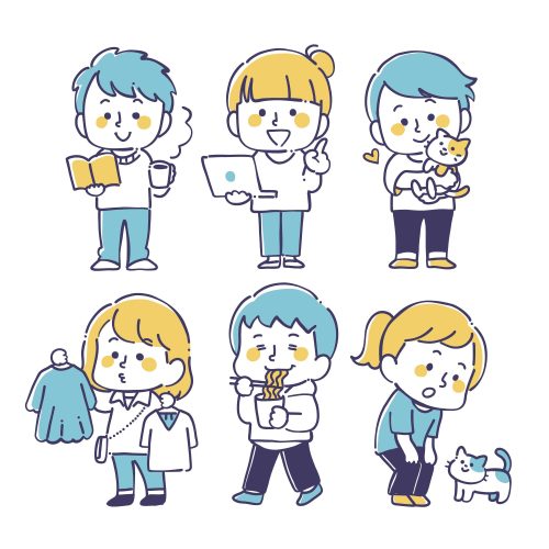 男女6人のイラスト
