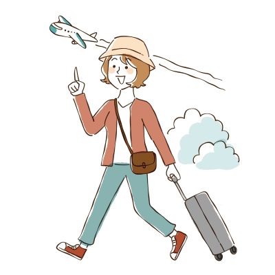 旅行に行く女性のイラスト