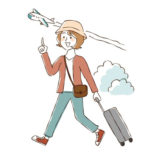 旅行に行く女性のイラスト
