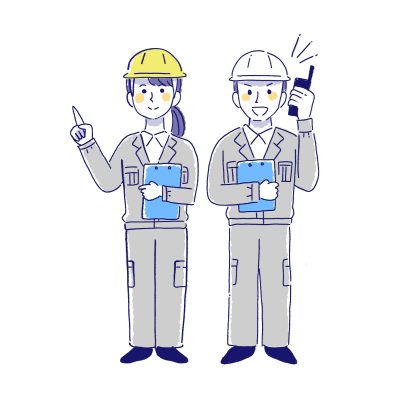 工事現場、男女、イラスト