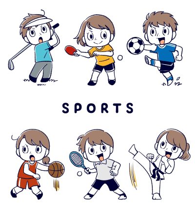 ゴルフ、卓球、サッカー、バスケ、テニス、柔道