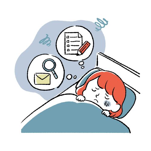 睡眠不足、考え事、タスク、悩み