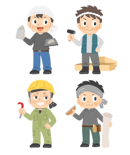 左官、木職、壁紙職人、職人